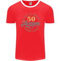 50th Birthday 50 Year Old Awesome Looks Like Mens Ringer T-Shirt FotL Red/White