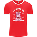 Christmas Snowicorn Funny Xmas Unicorn Mens Ringer T-Shirt FotL Red/White