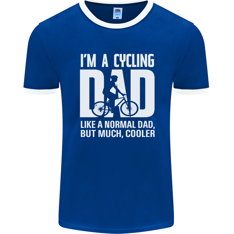 Cycling Dad Like a Normal Dad Father's Day Mens Ringer T-Shirt FotL Royal Blue/White