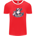 Dabbing Panda Squashing a Unicorn Funny Mens Ringer T-Shirt FotL Red/White