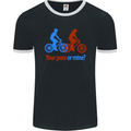 Your Pace or Mine Funny Cycling Cyclist Mens Ringer T-Shirt FotL Black/White