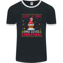 Just a Girl Who Loves Christmas Funny Mens Ringer T-Shirt FotL Black/White