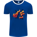 Frog Hand Scrunching Material Mens Ringer T-Shirt Royal Blue/White