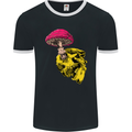 Mushroom Skull Toadstool Magic Gothic Mens Ringer T-Shirt FotL Black/White