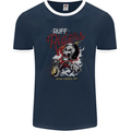 Biker Ruff Riders Motorcycle Motorbike Mens Ringer T-Shirt FotL Navy Blue/White
