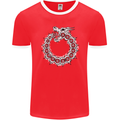 Dragon Symbol Fantasy Chinese Japanese Mens Ringer T-Shirt FotL Red/White