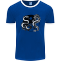 Yin Yang Dragons Japan Japanese Mens White Ringer T-Shirt Royal Blue/White