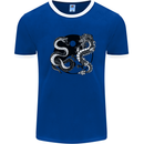 Yin Yang Dragons Japan Japanese Mens White Ringer T-Shirt Royal Blue/White