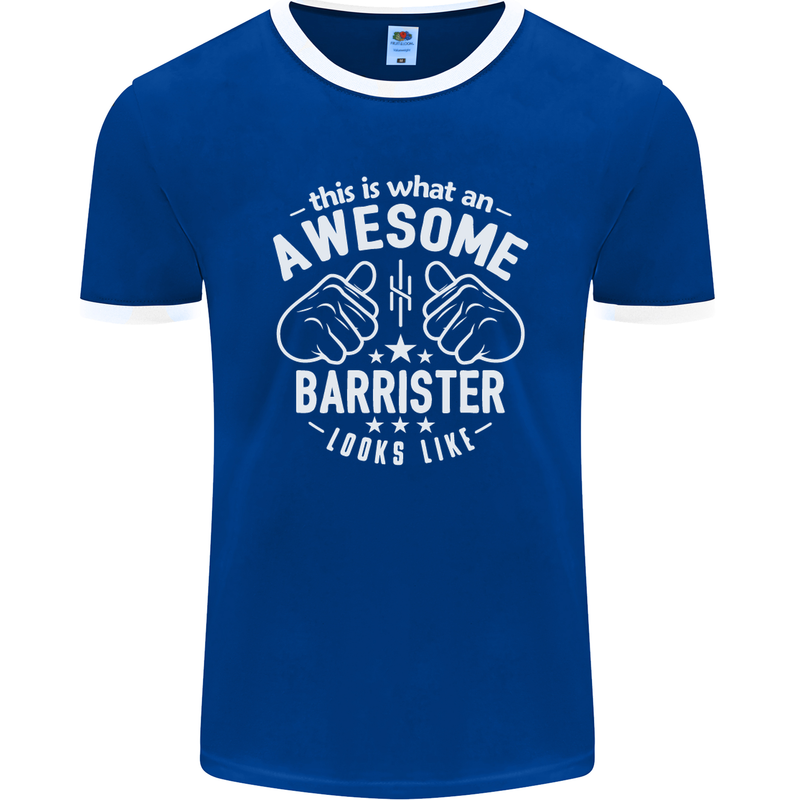 This Is What an Awesome Barrister Looks Like Mens Ringer T-Shirt FotL Royal Blue/White