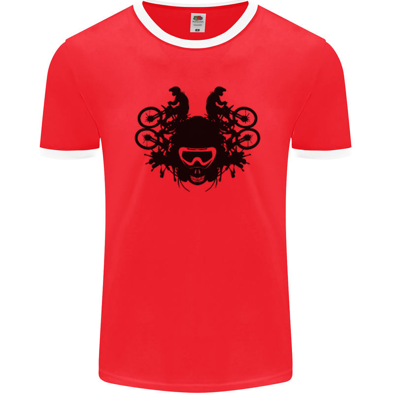 Motocross Face Mens Ringer T-Shirt FotL Red/White