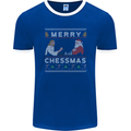 Merry Chessmass Funny Chess Player Mens Ringer T-Shirt FotL Royal Blue/White