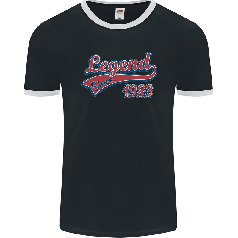 Legend Since 40th Birthday 1983 Mens Ringer T-Shirt FotL Black/White