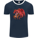 St. George Killing a Dragon Mens Ringer T-Shirt FotL Navy Blue/White