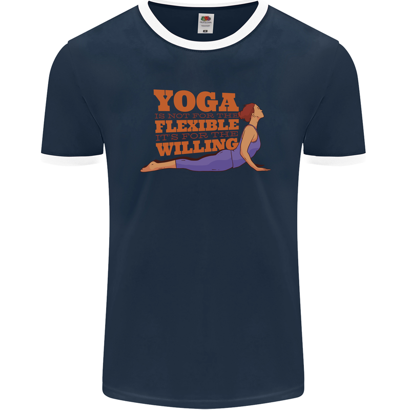 Funny Inspirational Yoga Mens Ringer T-Shirt FotL Navy Blue/White