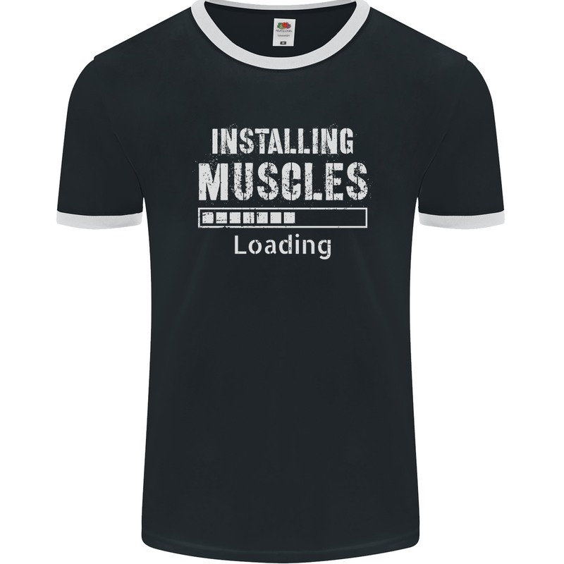 Installing Muscles Loading Gym Training Top Mens Ringer T-Shirt FotL Black/White