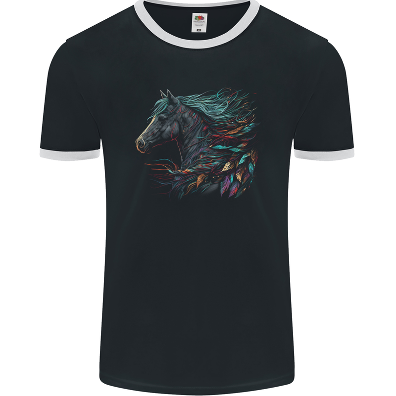A Fantasy Horse With Feathers Pegasus Mens Ringer T-Shirt FotL Black/White
