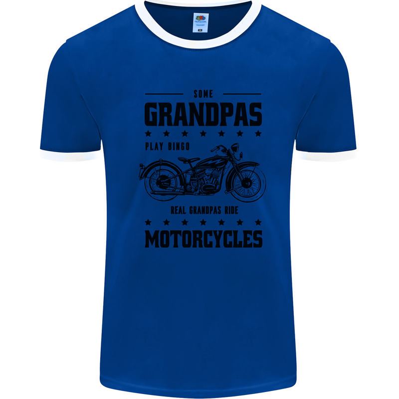 Some Grandpas Funny Biker Motorbike Bike Mens Ringer T-Shirt Royal Blue/White