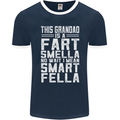 Grandad Is a Fart Smella Funny Fathers Day Mens Ringer T-Shirt FotL Navy Blue/White