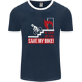 Emergency Save My Bike Motorcycle Biker Mens Ringer T-Shirt FotL Navy Blue/White