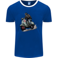 Scooter Skull MOD Moped Motorcycle Biker Mens Ringer T-Shirt FotL Royal Blue/White