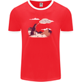 Peeing Dog in the Mountains Funny Mens Ringer T-Shirt FotL Red/White