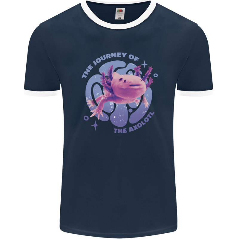 The Journey of the Axolotl Mens Ringer T-Shirt FotL Navy Blue/White