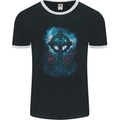Celtic Cross in a Gothic Graveyard Mens Ringer T-Shirt FotL Black/White
