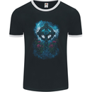 Celtic Cross in a Gothic Graveyard Mens Ringer T-Shirt FotL Black/White