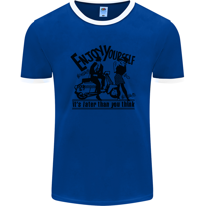 2Tone Enjoy Yourself 2 Tone SKA Music Mens Ringer T-Shirt FotL Royal Blue/White