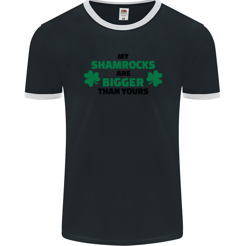 My Shamrocks Funny St. Patrick's Day Boobs Mens Ringer T-Shirt FotL Black/White