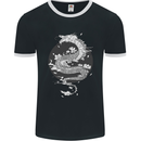 Japanese Fantasy Dragon Sun Background Mens Ringer T-Shirt FotL Black/White