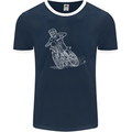 Motocross Bike Line Drawing Dirt Bike MotoX Mens Ringer T-Shirt FotL Navy Blue/White