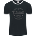 Vintage Year 80th Birthday 1943 Mens Ringer T-Shirt FotL Black/White
