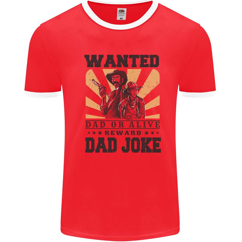 Father's Day Dad Joke Funny Cowboy Poster Mens Ringer T-Shirt Red/White