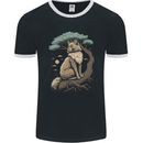 A Moon Cat Sitting on a Tree Fantasy Mens Ringer T-Shirt FotL Black/White