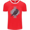Odin Celtic Raven Viking Tattoo Cross Runic Mens Ringer T-Shirt FotL Red/White