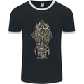 Gold Mandala Art Elephant Mens Ringer T-Shirt FotL Black/White