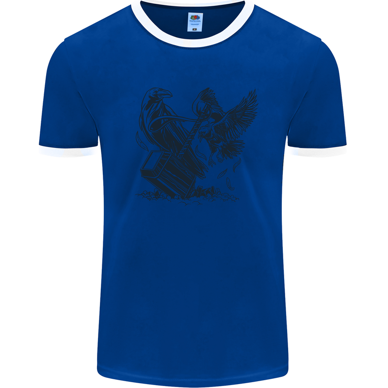 Hammer and Raven Vikings Mens Ringer T-Shirt Royal Blue/White