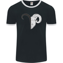 Aries Goat Head Star Sign Mens Ringer T-Shirt FotL Black/White