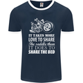 Share the Saddle Motorcycle Motorbike Biker Mens Ringer T-Shirt FotL Navy Blue/White