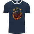 The Kraken Octopus Cthulhu Scuba Diving Mens Ringer T-Shirt FotL Navy Blue/White