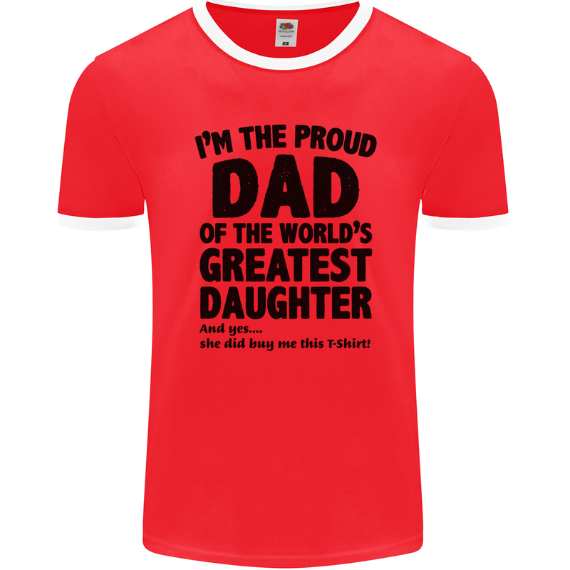 Dad of the Greatest Daughter Fathers Day Mens Ringer T-Shirt FotL Red/White