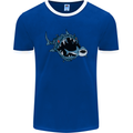 Pollution Great White Shark Climate Change Mens Ringer T-Shirt FotL Royal Blue/White