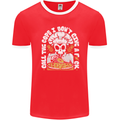 Offensive Pizza Eating Skull Chef Mens Ringer T-Shirt FotL Red/White