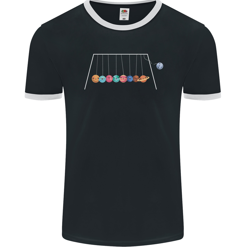 Planets Game Astronomy Space Funny Universe Mens Ringer T-Shirt FotL Black/White