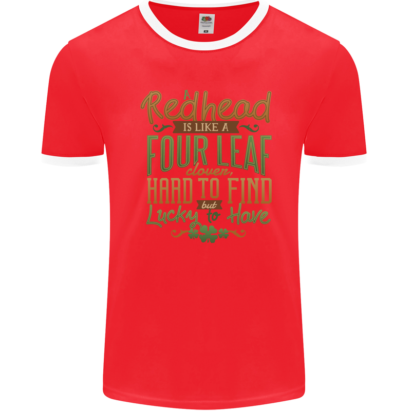 St Patricks Day Redhead Ginger Funny Irish Mens Ringer T-Shirt FotL Red/White