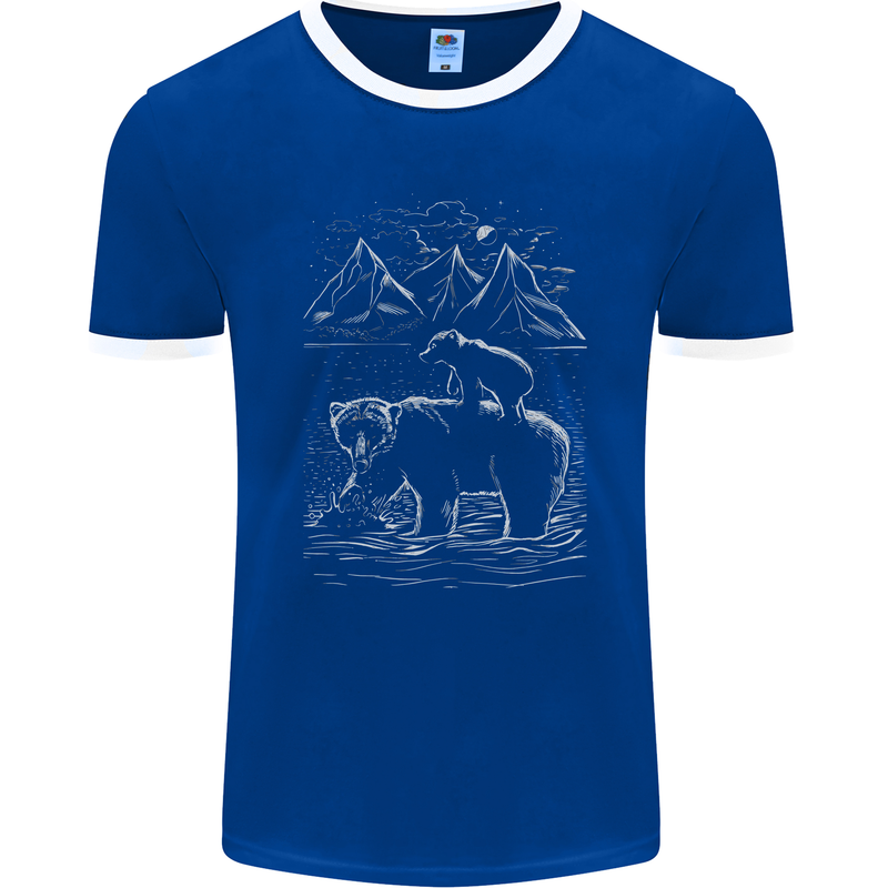 A Bear and It's Cub Mens Ringer T-Shirt FotL Royal Blue/White