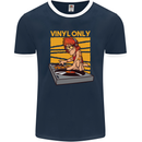 DJ Decks Vinyl Only Funny DJing Turntable Mens Ringer T-Shirt FotL Navy Blue/White