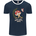 Dont Hate Mate Peace Hippy Toadstool Mens Ringer T-Shirt FotL Navy Blue/White