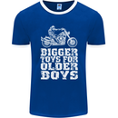 Bigger Toys Older Boys Motorbike Biker Mens Ringer T-Shirt FotL Royal Blue/White